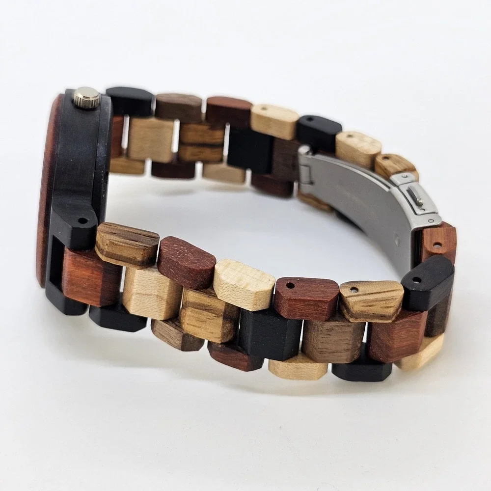 Men's Analog Wood Watch 40MM Multicolor Dial Bracelet Band 7